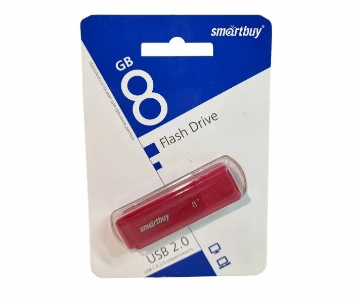 Флешка USB Smartbuy DOCK RED (SB8GBDK-R), 8Gb, USB 2.0, R/W 15/5, красный