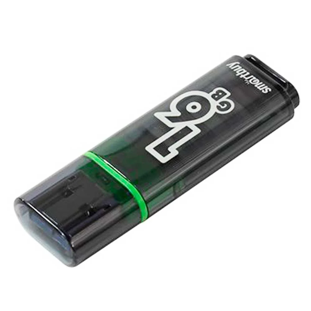Флешка USB SmartBuy Glossy Dark Grey (SB128GbGS-DG), 128Gb, USB 3.0/3.1, R/W 75/25, черный/зеленый