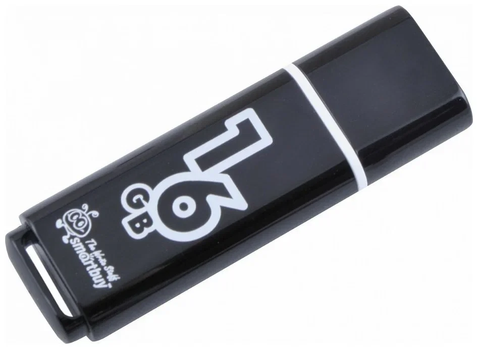 Флешка USB Smartbuy Glossy series black (SB16GbGS-K), 16Gb, USB 2.0, R/W 25/15, черный