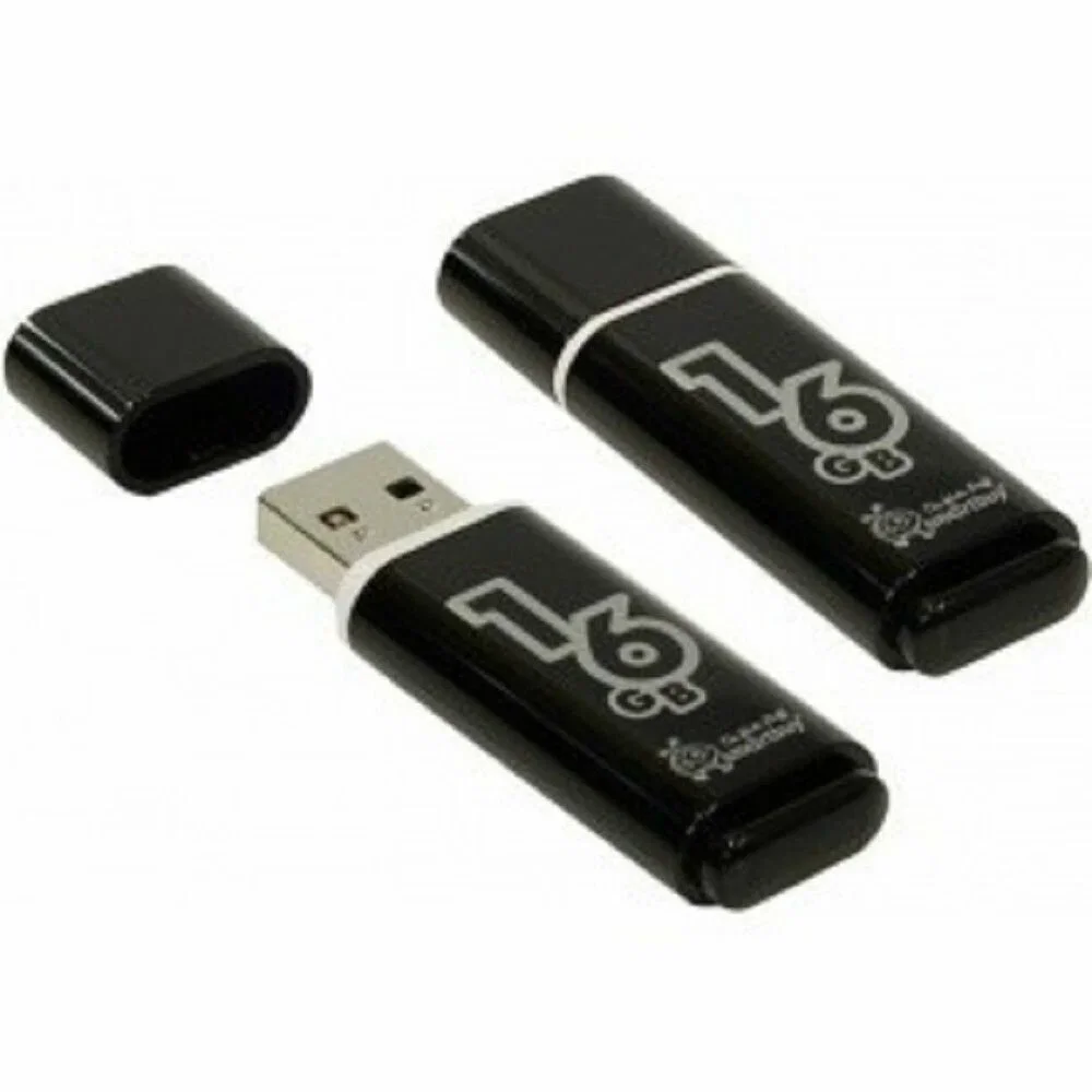Флешка USB Smartbuy Glossy series black (SB16GbGS-K), 16Gb, USB 2.0, R/W 25/15, черный