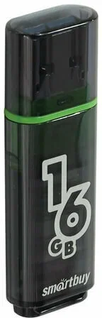 Флешка USB Smartbuy Glossy series black (SB16GbGS-K), 16Gb, USB 2.0, R/W 25/15, черный