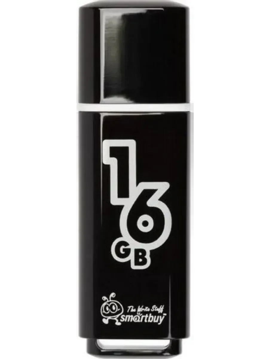 Флешка USB Smartbuy Glossy series black (SB16GbGS-K), 16Gb, USB 2.0, R/W 25/15, черный