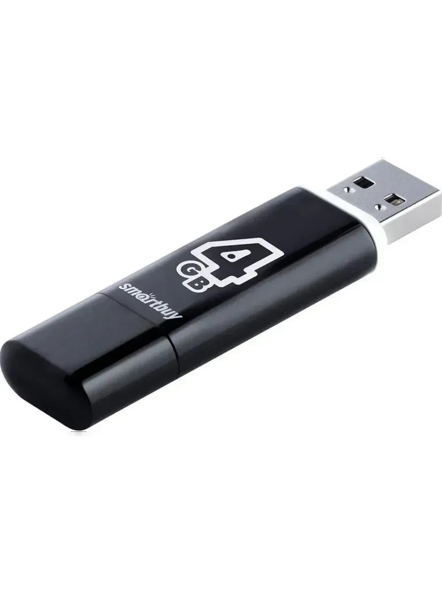 Флешка USB Smartbuy Glossy series black (SB4GbGS-K), 4Gb, USB 2.0, R/W 25/15, черный