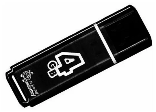 Флешка USB Smartbuy Glossy series black (SB4GbGS-K), 4Gb, USB 2.0, R/W 25/15, черный