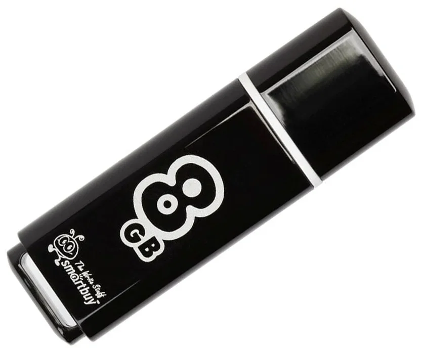 Флешка USB Smartbuy Glossy series black (SB8GbGS-K), 8Gb, USB 2.0, R/W 25/15, черный