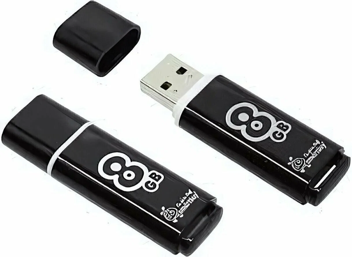 Флешка USB Smartbuy Glossy series black (SB8GbGS-K), 8Gb, USB 2.0, R/W 25/15, черный