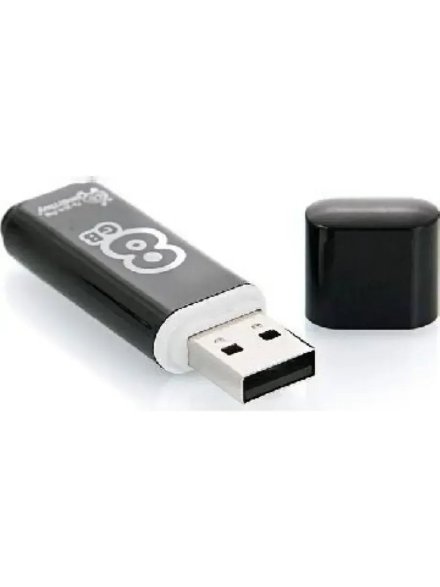 Флешка USB Smartbuy Glossy series black (SB8GbGS-K), 8Gb, USB 2.0, R/W 25/15, черный