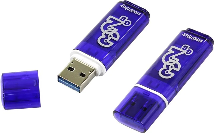 Флешка USB Smartbuy Glossy series Blue (SB32 GbGS-DB), 32Gb, USB 3.0, R/W 75/25, темно-синий