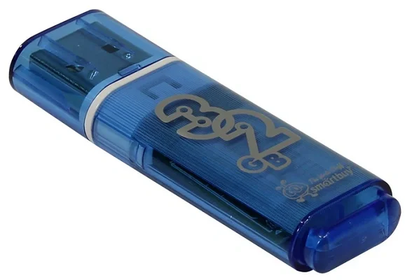 Флешка USB Smartbuy Glossy series Blue (SB32GbGS-B), 32Gb, USB 2.0, R/W 25/15, синий