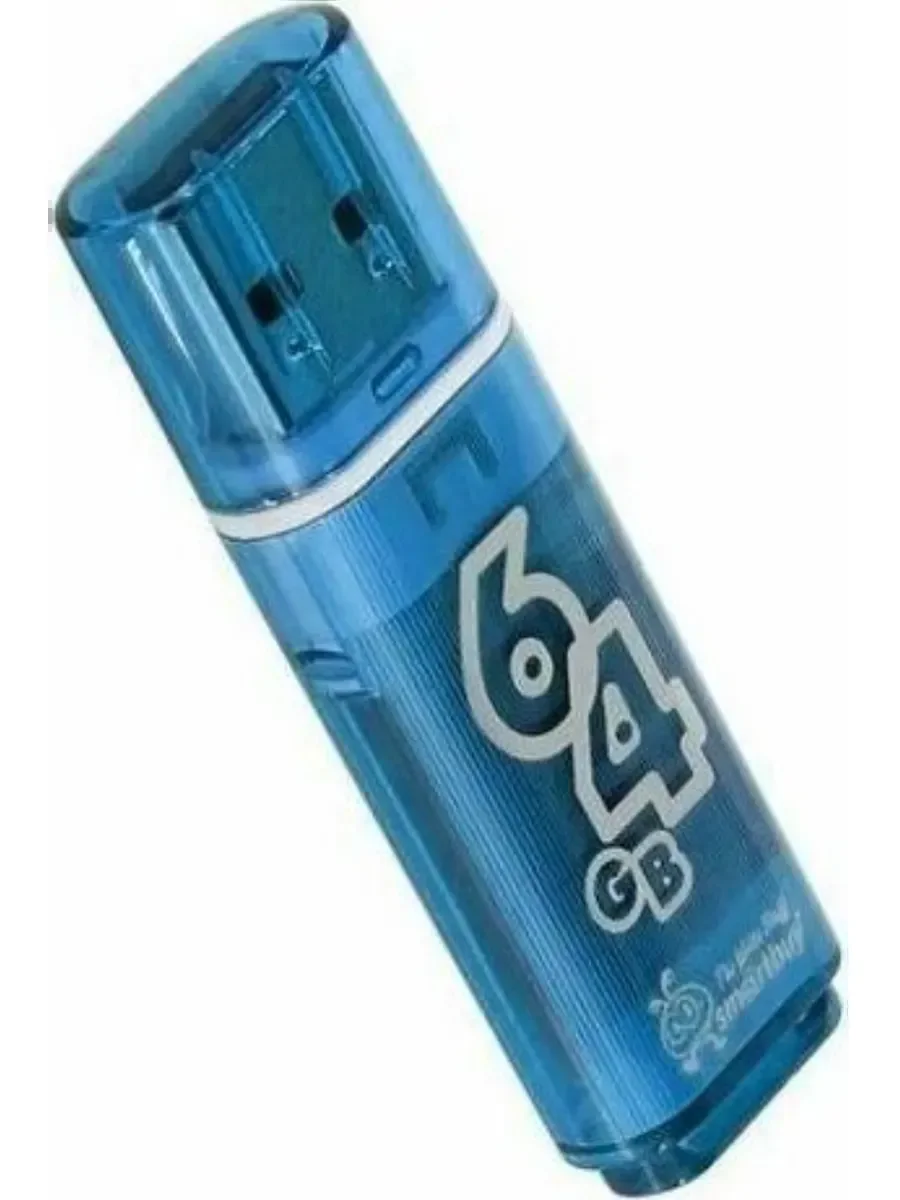 Флешка USB SmartBuy Glossy series Blue (SB64GbGS-B), 64Gb, USB 2.0, R/W 25/15, нежно-голубой