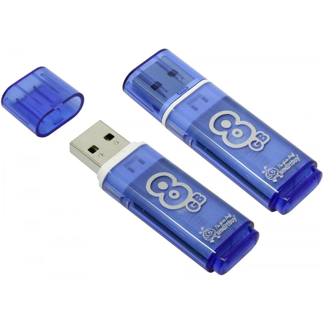 Флешка USB Smartbuy Glossy series Blue SB8 GbGS-B, 8 Gb, USB Type-A 2.0, R/W 25/15, синий