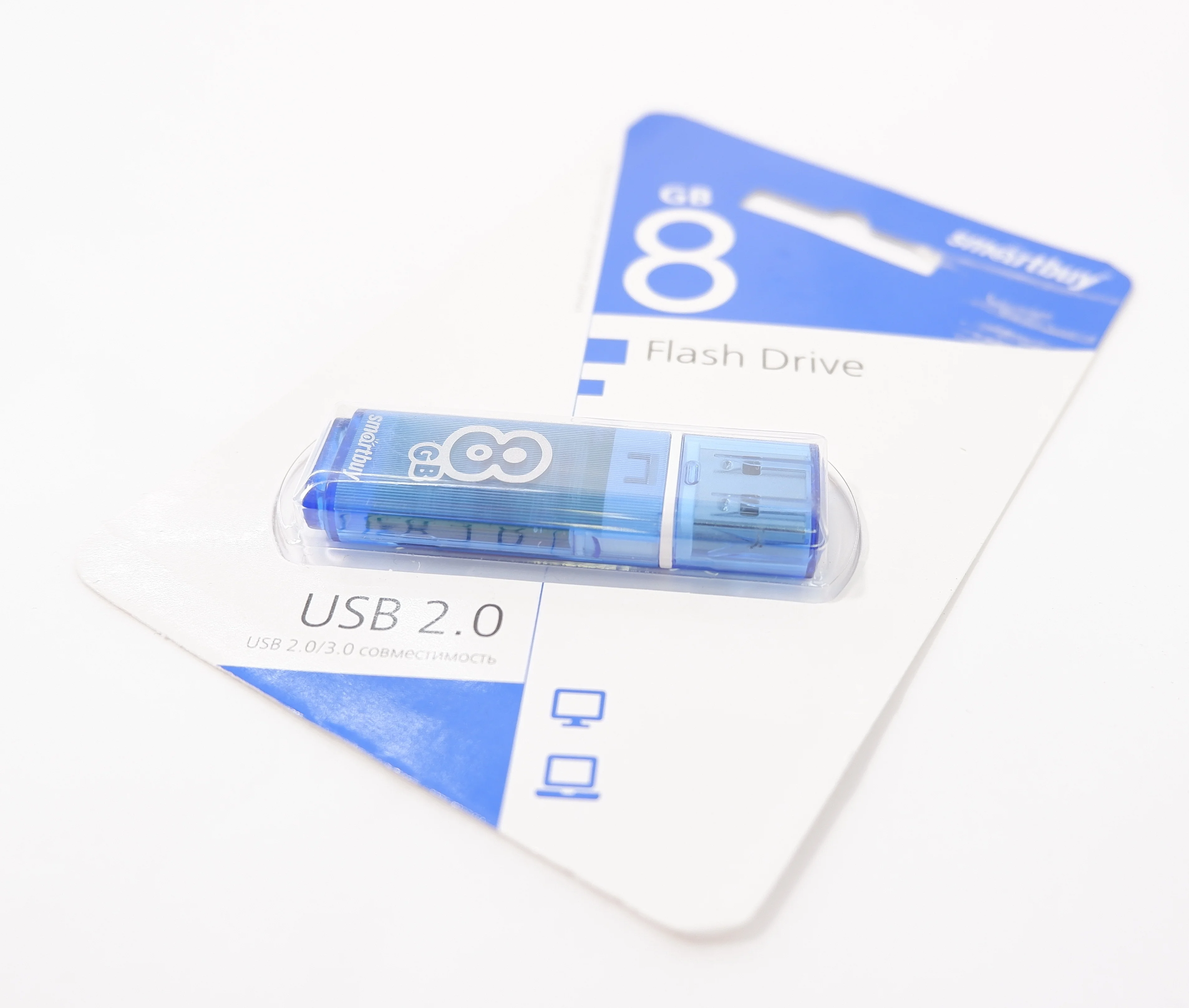 Флешка USB Smartbuy Glossy series Blue SB8 GbGS-B, 8 Gb, USB Type-A 2.0, R/W 25/15, синий