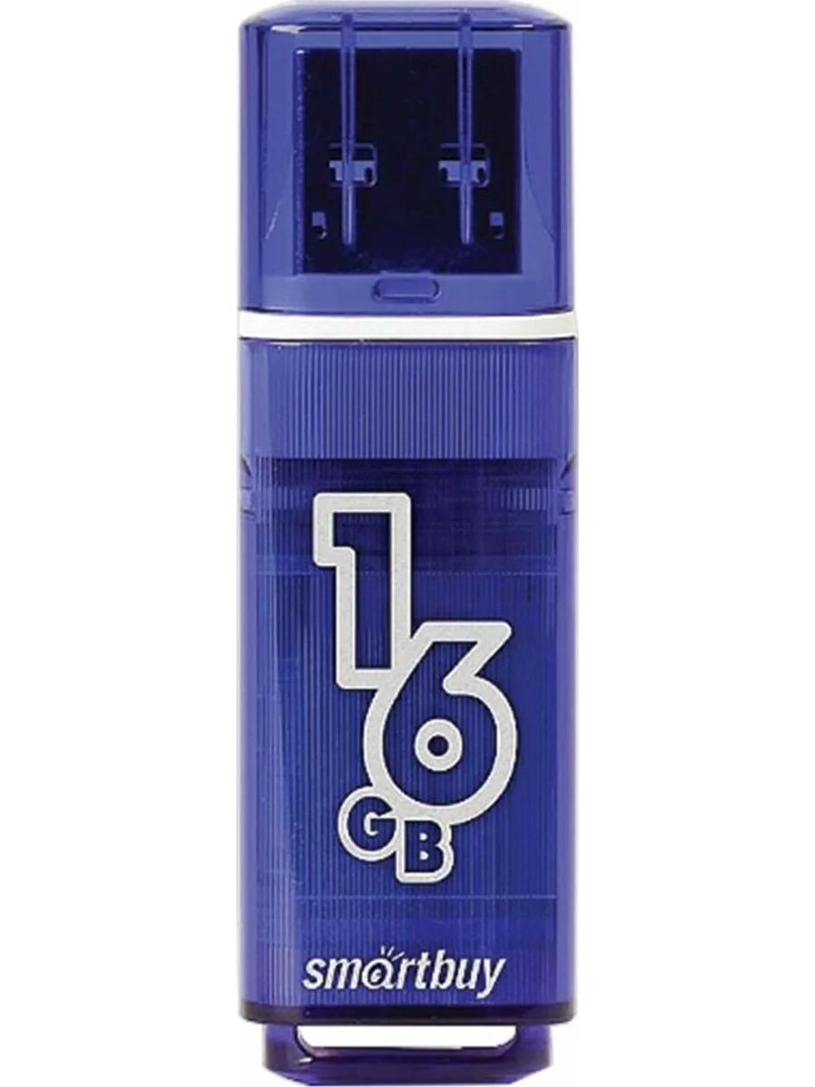 Флешка USB Smartbuy Glossy series Dark Blue (SB16GbGS-DB), 16Gb, USB 3.0, R/W 75/30, синий