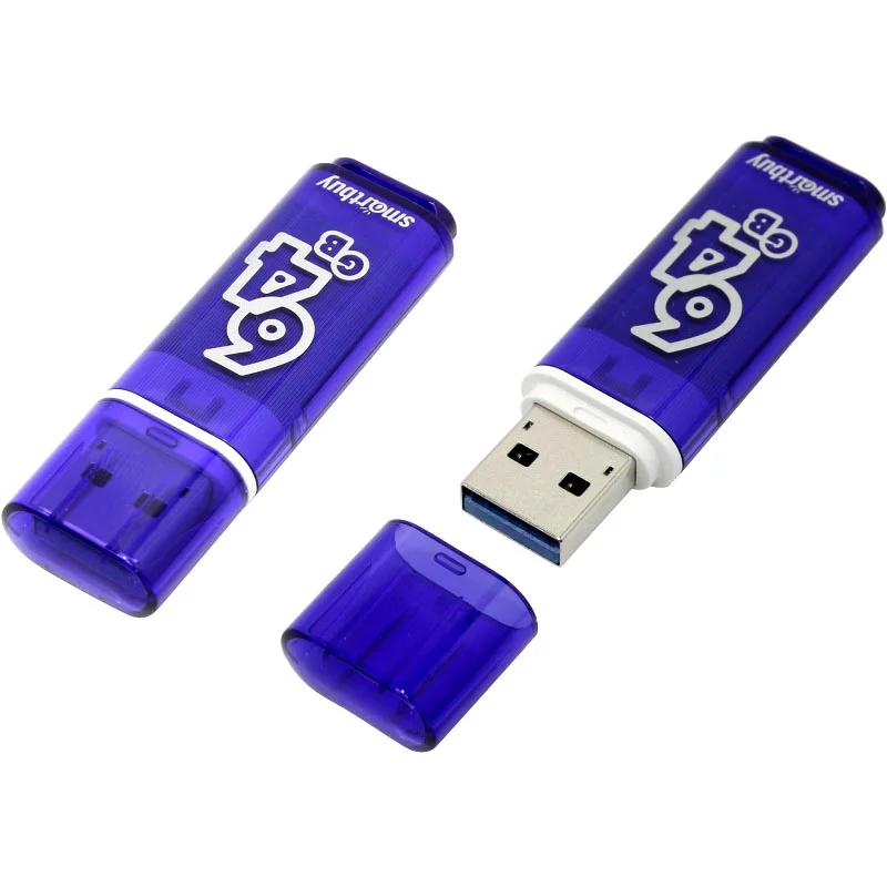 Флешка USB SmartBuy GLOSSY SERIES DARK BLUE (SB64GbGS-DB), 64Gb, USB 3.0, R/W 70/25, темно-синий
