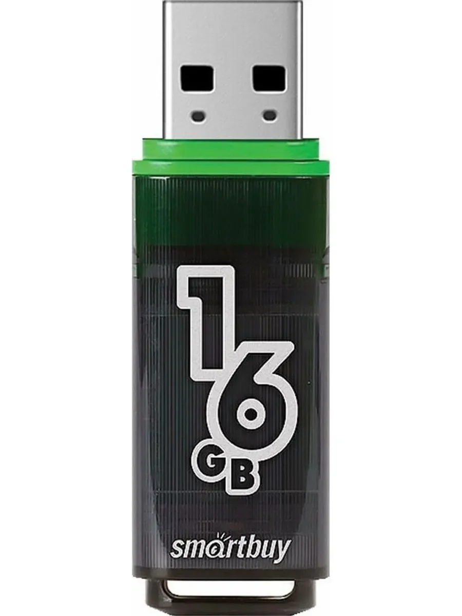 Флешка USB Smartbuy Glossy series Dark Grey (SB16 GbGS-DG), 16Gb, USB 3.0, R/W 75/30, серый/зеленый