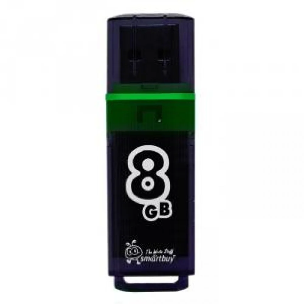 Флешка USB SmartBuy Glossy series Dark Grey (SB8GbGS-DG), 8Gb, USB 3.0, R/W 75/30, серый/зеленый