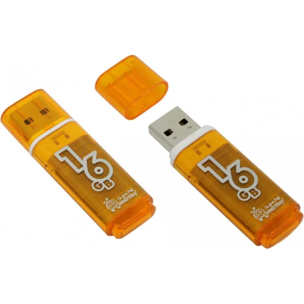 Флешка USB Smartbuy Glossy series Orange (SB16GBGS-OR), 16Gb, USB 2.0, R/W 25/15, оранжевый