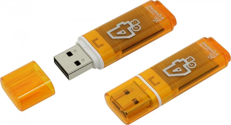 Флешка USB Smartbuy Glossy series Orange (SB4 GbGS-Or), 4Gb, USB 2.0, R/W 25/15, оранжевый