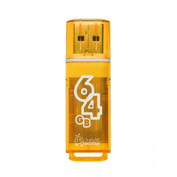 Флешка USB Smartbuy Glossy series Orange (SB64GbGS-Or), 64Gb, USB 2.0, R/W 25/15, оранжевый