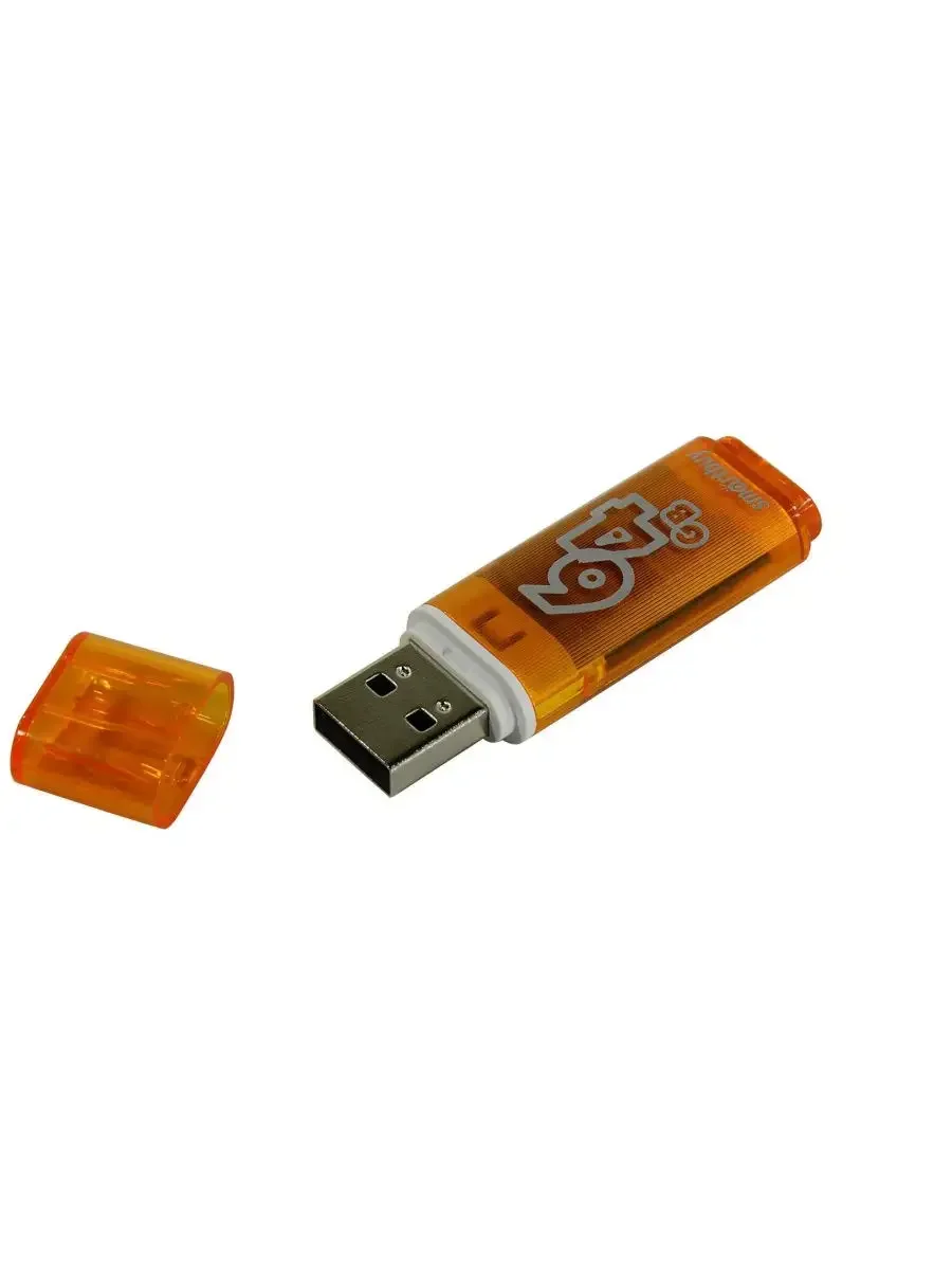 Флешка USB Smartbuy Glossy series Orange (SB64GbGS-Or), 64Gb, USB 2.0, R/W 25/15, оранжевый