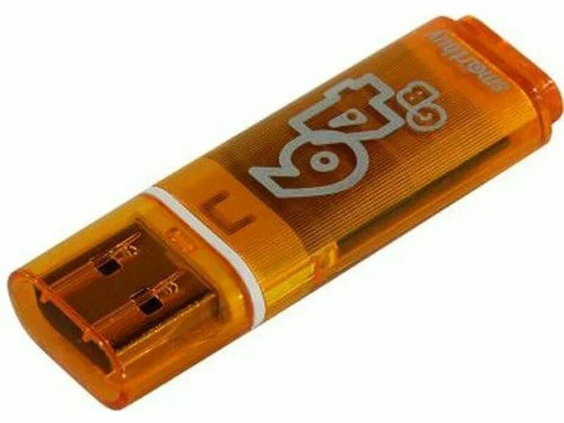 Флешка USB Smartbuy Glossy series Orange (SB64GbGS-Or), 64Gb, USB 2.0, R/W 25/15, оранжевый