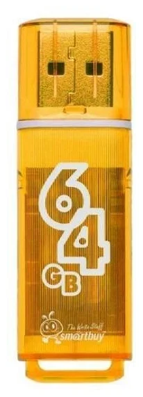 Флешка USB Smartbuy Glossy series Orange (SB64GbGS-Or), 64Gb, USB 2.0, R/W 25/15, оранжевый