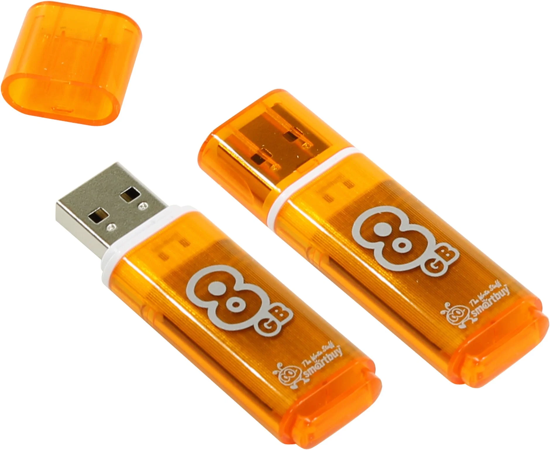 Флешка USB Smartbuy Glossy series Orange (SB8 GbGS-Or), 8Gb, USB 2.0, R/W 25/15, оранжевый