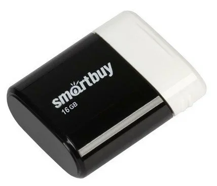 Флешка USB SmartBuy LARA black (SB16GBLARA-K), 16Gb, USB 2.0, R/W 15/5, черный/белый