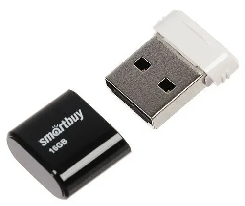 Флешка USB SmartBuy LARA black (SB16GBLARA-K), 16Gb, USB 2.0, R/W 15/5, черный/белый