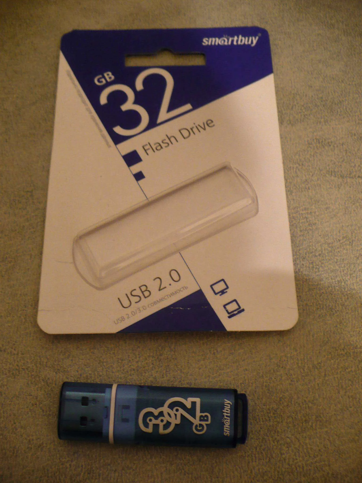 Флешка USB Smartbuy LARA Blue (SB32GBLARA-B), 32Gb, USB 2.0, R/W 15/5, синий/белый