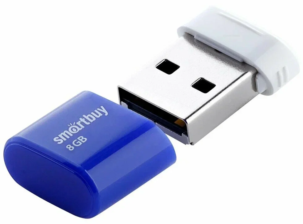 Флешка USB Smartbuy LARA Blue (SB8GbLara-B), 8Gb, USB 2.0, R/W 15/5, синий/белый