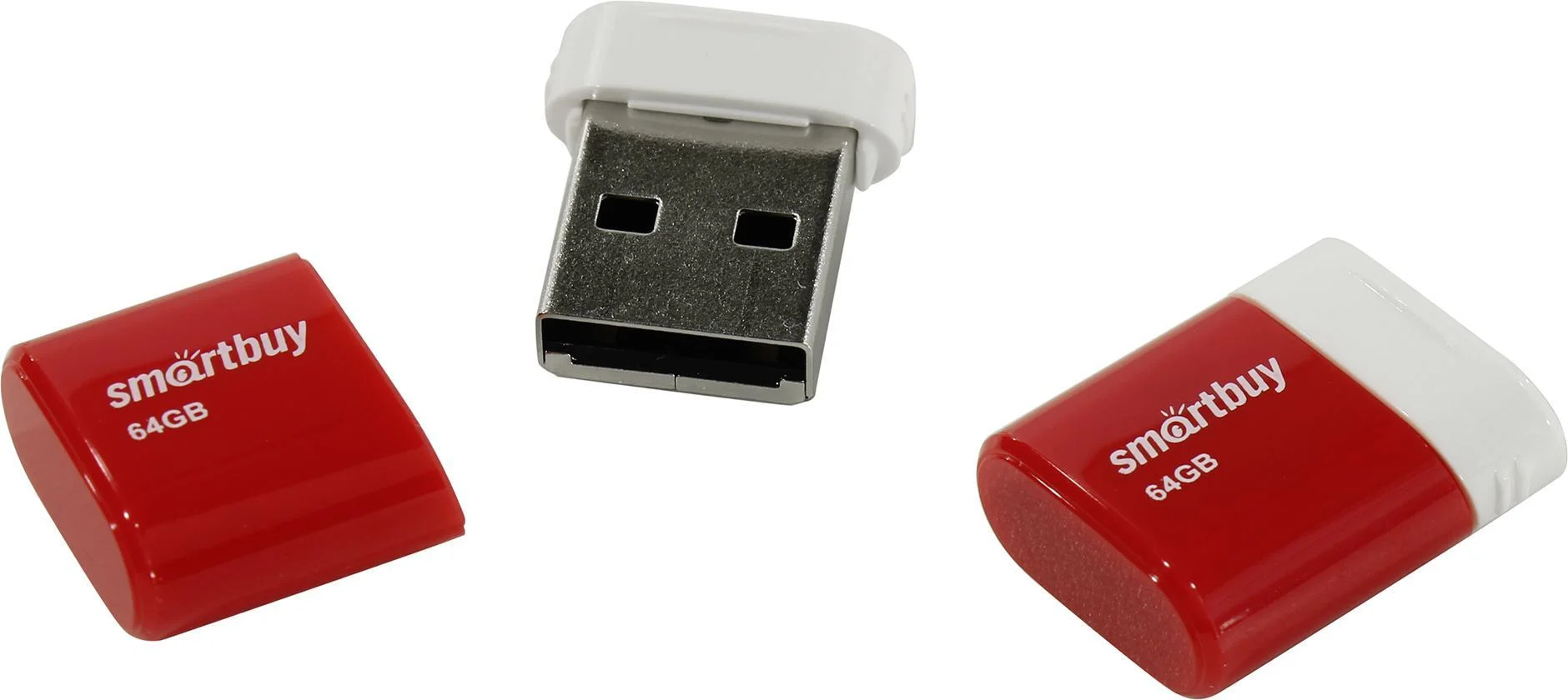 Флешка USB Smartbuy LARA Red (SB64GBLARA-R), 64Gb, USB 2.0, R/W 15/5, красный/белый