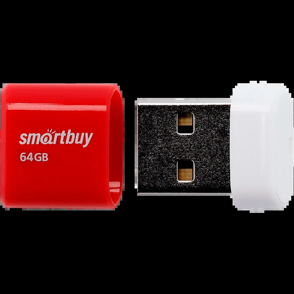 Флешка USB Smartbuy LARA Red (SB64GBLARA-R), 64Gb, USB 2.0, R/W 15/5, красный/белый