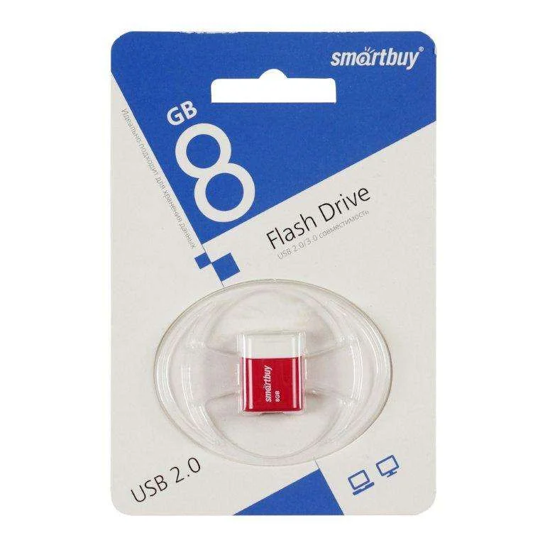 Флешка USB Smartbuy LARA Red (SB8GBLara-R), 8Gb, USB 2.0, R/W 15/5, красный/белый