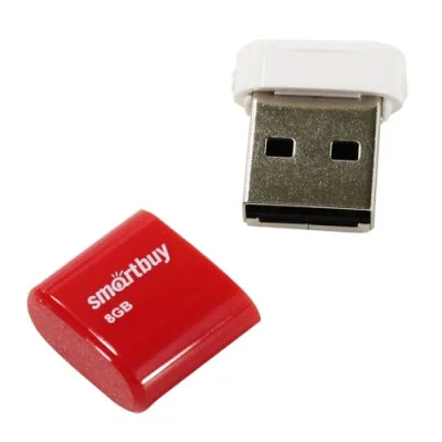 Флешка USB Smartbuy LARA Red (SB8GBLara-R), 8Gb, USB 2.0, R/W 15/5, красный/белый