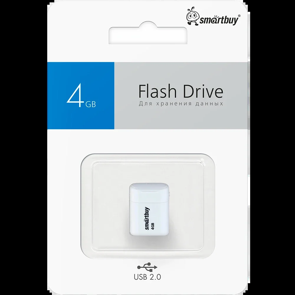 Флешка USB SmartBuy LARA White (SB4GbLara-W), 4Gb, USB 2.0, R/W 15/5, белый