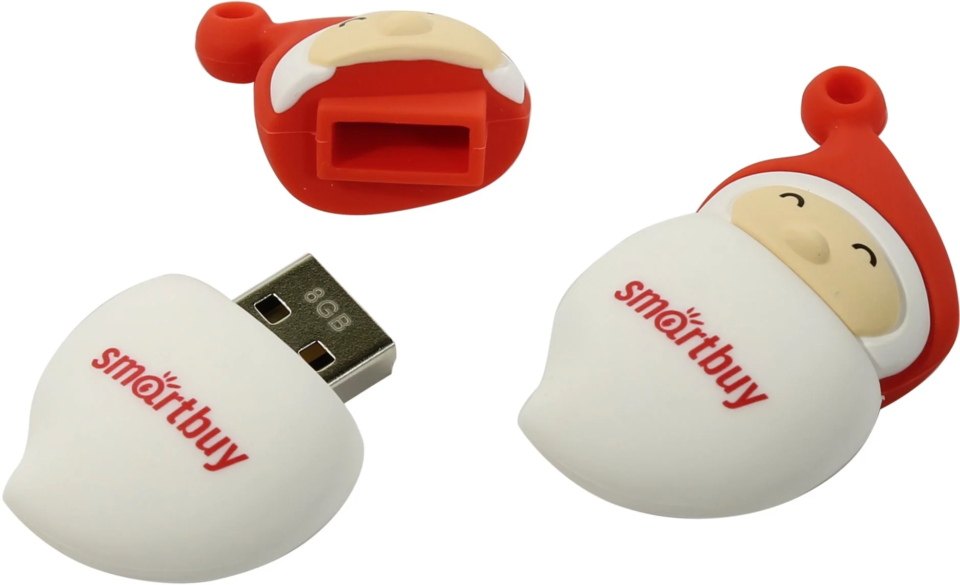 Флешка USB SmartBuy NY series Santa-A (SB8GBSantaA), 8Gb, USB 2.0, R/W 15/5, красный/белый