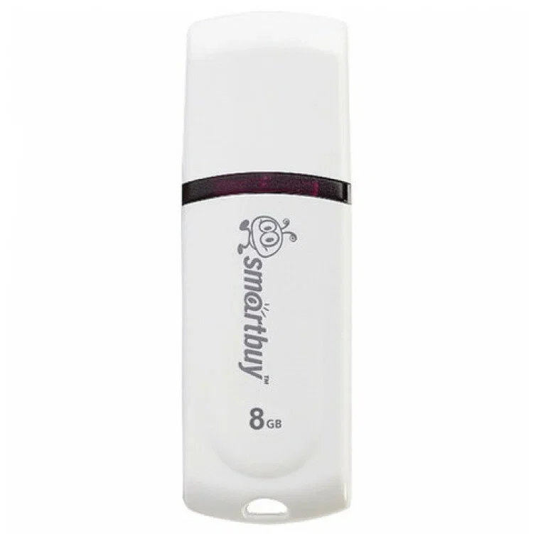 Флешка USB Smartbuy Paean (SB8GBPN-W), 8Gb, USB 2.0, R/W 15/5, белый
