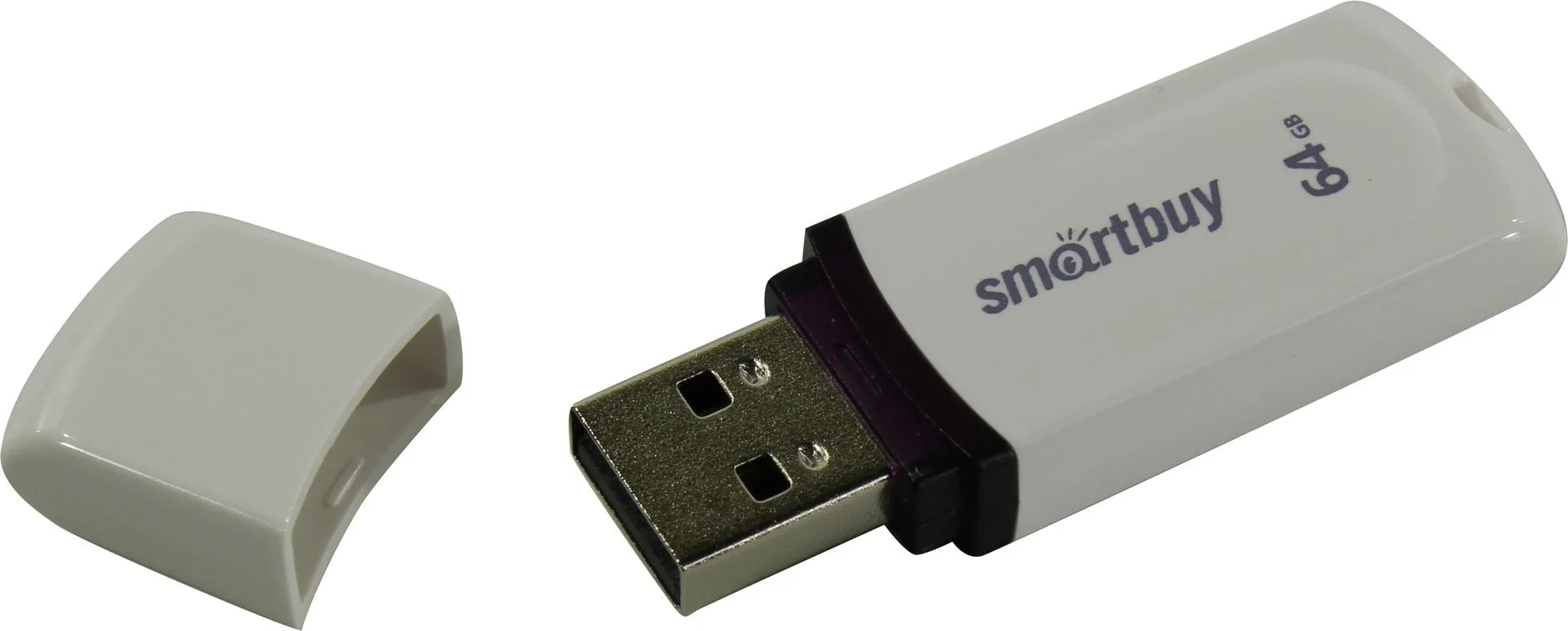 Флешка USB Smartbuy Paean white (SB64GBPN-W), 64Gb, USB 2.0, R/W 25/15, белый
