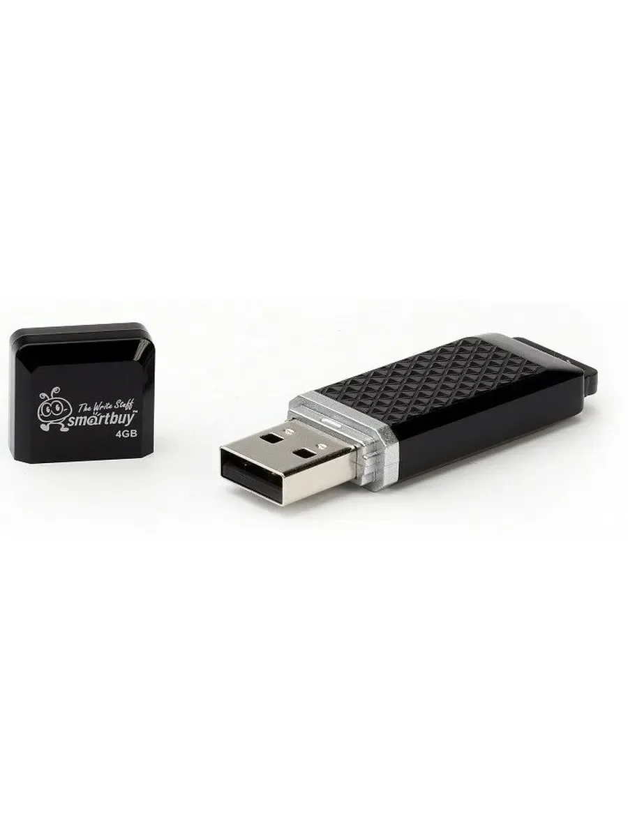 Флешка USB Smartbuy Quartz Black (SB4GbQZ-K), 4Gb, USB 2.0, R/W 15/5, черный