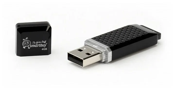 Флешка USB Smartbuy Quartz Black (SB4GbQZ-K), 4Gb, USB 2.0, R/W 15/5, черный