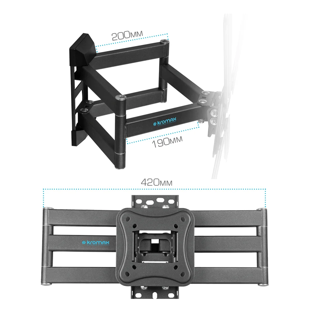 Кронштейн под LCD Kromax CORBEL-12 GREY TITAN 32"-75" (81-190 см) до 45 кг. наклон +5 -12