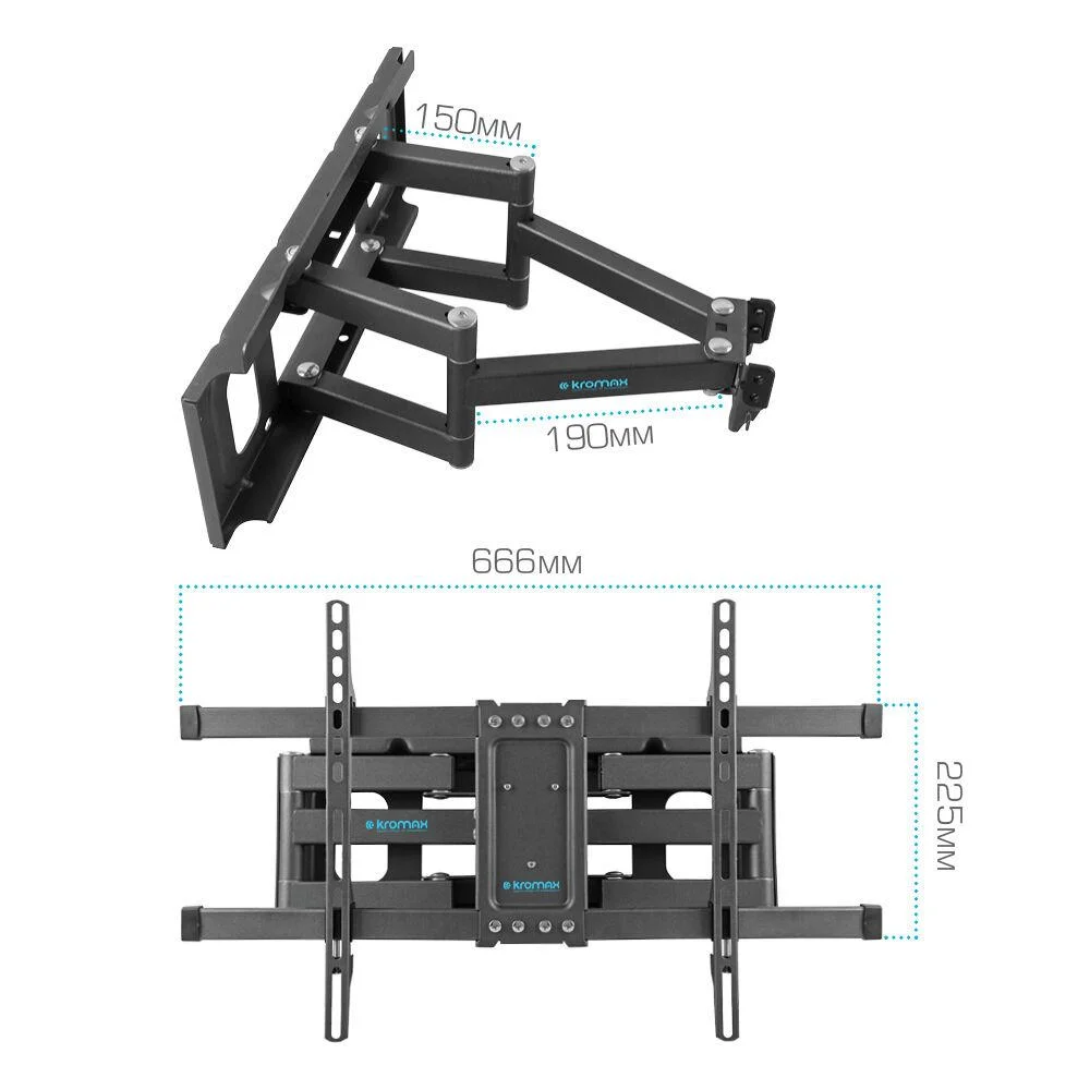 Кронштейн под LCD Kromax CORBEL-8 GREY TITAN,  32"-75",81-190 см, до 55 кг. наклон +5 -12
