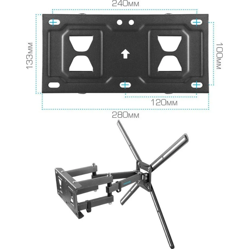 Кронштейн под LCD Kromax CORBEL-9 GREY TITAN 32"-75",81-190 см, от стены 68-432 мм. до 50 кг,