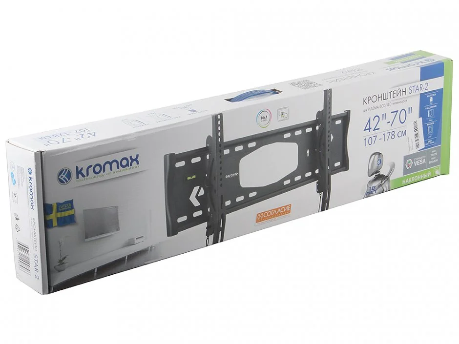 Кронштейн под LCD Kromax STAR-2 black ( 32"-90", 81кг) 4 шт/уп.