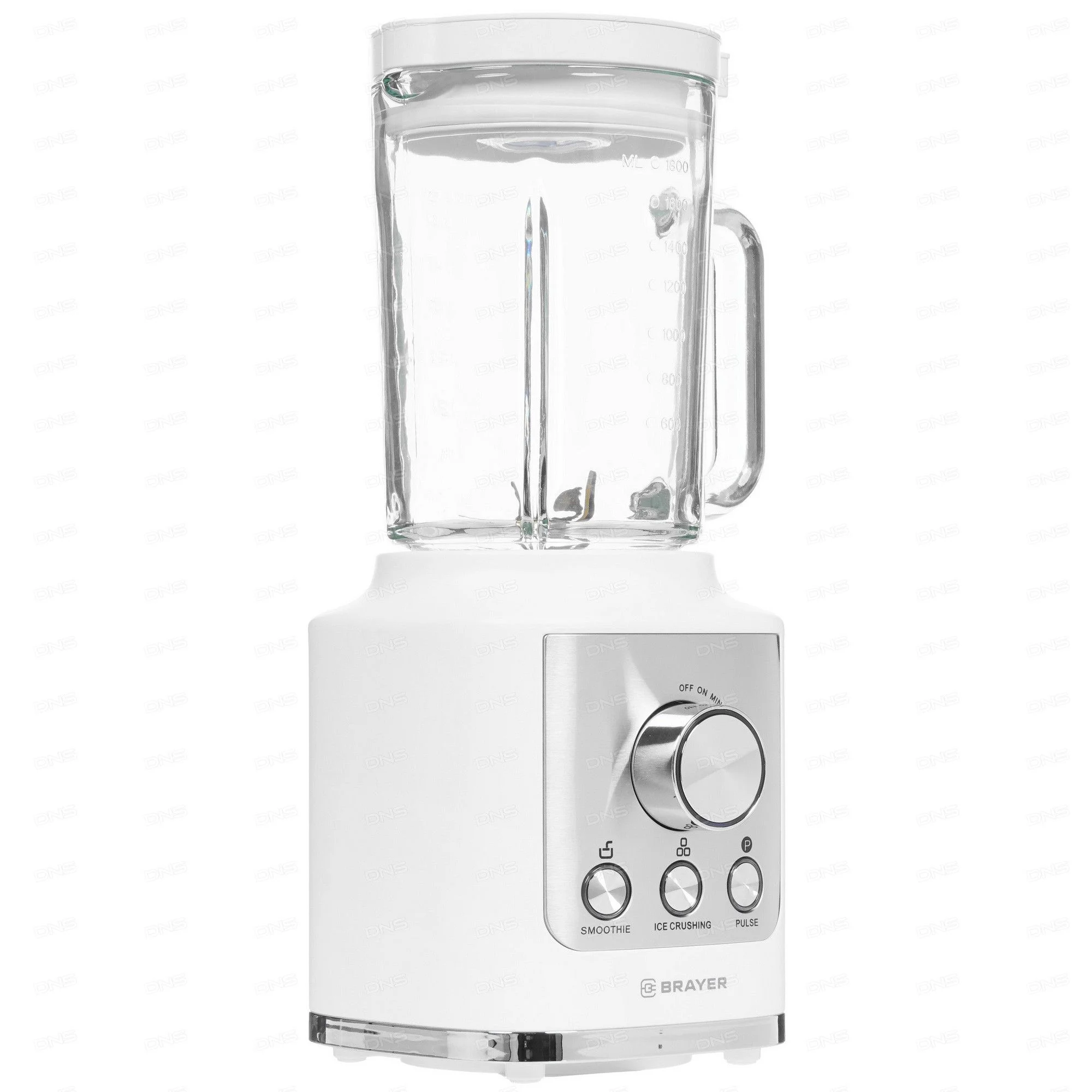 Блендер стационарный BRAYER BR1200WH (1600 Вт, стекл., 1,8 л, 6 титан. ножей, импульс, колка льда)