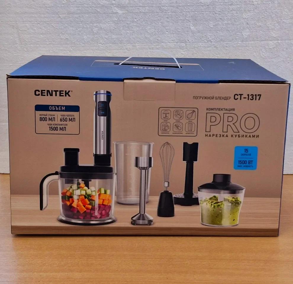 Блендер Centek CT-1317 400 Вт, стакан 600мл, турбо-режим, хром. отделка
