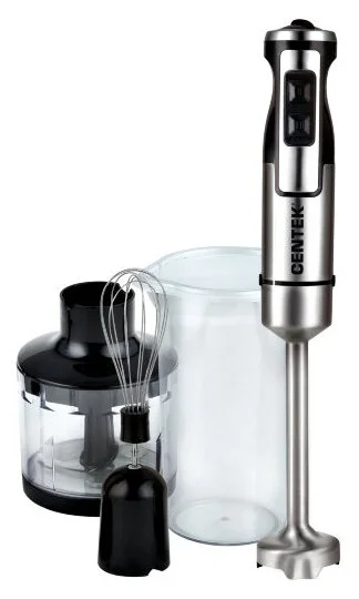 Блендер Centek CT-1338 черный/сталь, 1300 Вт, DC мотор, РЕГУЛЯТОР МОЩНОСТИ сLED, стакан, чоппер, венчик