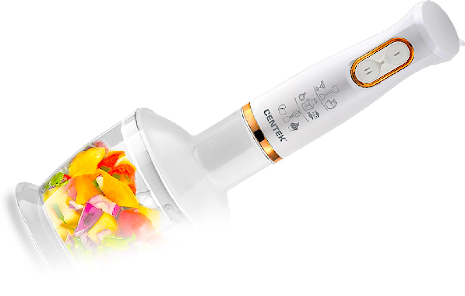 Блендер Centek CT-1347 белый 800 Вт, турбо режим, DC мотор, стакан 600мл +мерн стакан 600мл