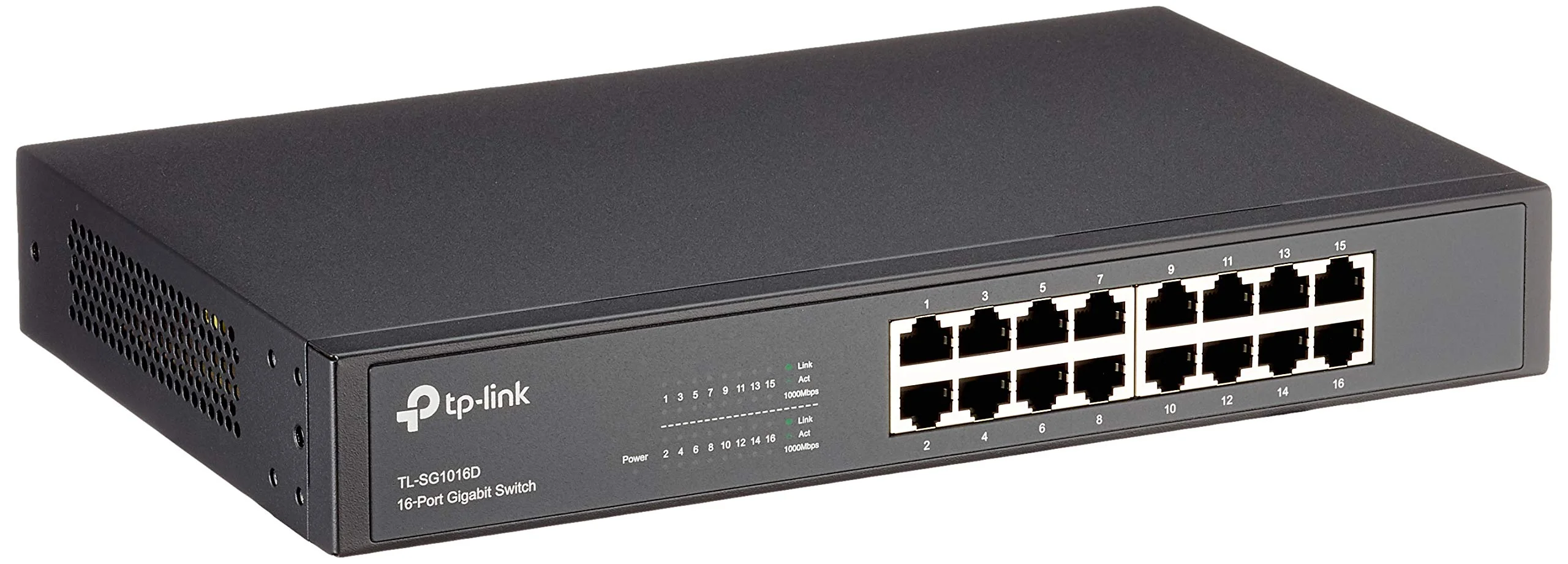 Коммутатор TP-Link SMB TL-SG1016 Коммутатор 16-port Gigabit Switch, 1U 19-inch rack-mountable steel case